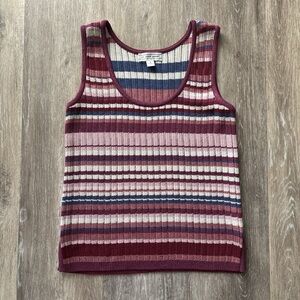Vintage 90s St. John Sport Preppy Old Money Open Knit Striped Tank Top Size S